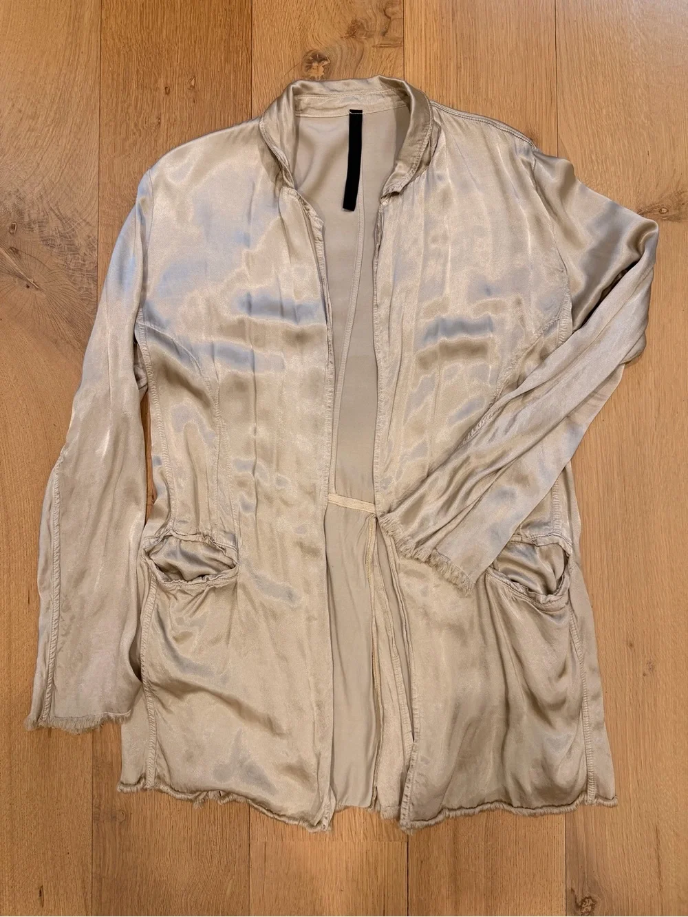 Jaga Made in USA Rayon Open Front Jacket gold Lightweight Boho Layer - Picture 1 of 3